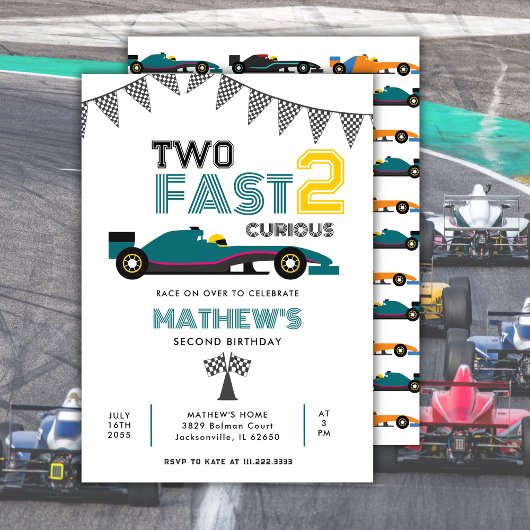 Invitation Deux Fast 2 Curieux Race Car 2e fête d'anniversair