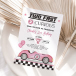 Invitation Deux Fast 2 Curieux Rose Vintage Voiture Fille Ann<br><div class="desc">Regroupez-vous pour un bon moment et laissez l'excitation se dérouler avec notre invitation "Two Fast Two Curious" 2ème anniversaire. Célébrez la journée spéciale de votre petit speedster dans le style, créant des souvenirs qui zoomeront dans le coeur de tous ceux qui y assistent. Préparez-vous à faire la course dans un...</div>
