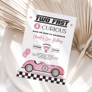 Invitation Deux Fast 2 Curieux Rose Vintage Voiture Fille Ann