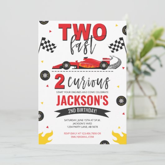 Invitation Deux Fast 2 Curieux Rouge (Debout devant)