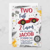 Invitation Deux Fast 2 Curieux Rouge 2e Anniversaire (Devant / Derrière)