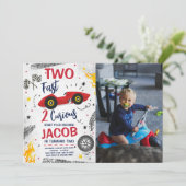 Invitation Deux Fast 2 Curieux Rouge 2e Anniversaire Photo (Debout devant)