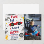Invitation Deux Fast 2 Curieux Rouge 2e Anniversaire Photo (Devant / Derrière)