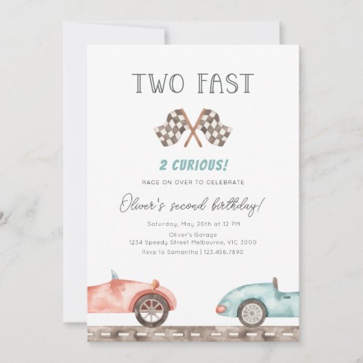 Invitation Deux Fast 2 Curious Racing 2e fête d'anniversaire (Devant)