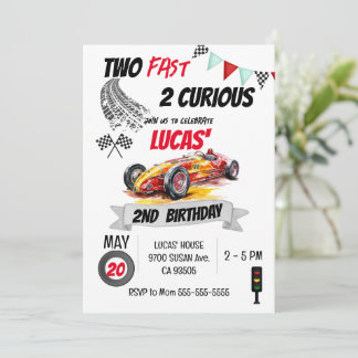Invitation Deux Fast 2 Curious Red Race Car 2e anniversaire g