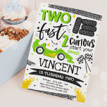 Invitation Deux Fast 2e fête d'anniversaire Green Race Car Pa<br><div class="desc">Deux Fast 2nd Birthday Party Green Race Car Party Invitation Tous les modèles sont © PIXEL PERFECTION PARTY LTD</div>