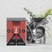 Invitation Deux Fast 2nd Birthday Boy Racing Formula Photo Ca (Debout devant)