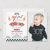 Invitation Deux Fast Birday Party Race Car 2e Anniversaire In (Devant)