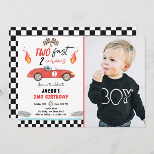 Invitation Deux Fast Birday Party Race Car 2e Anniversaire In