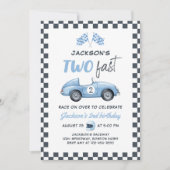 Invitation Deux Fast Blue Race Car 2e anniversaire (Devant)