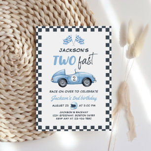 Invitation Deux Fast Blue Race Car 2e anniversaire
