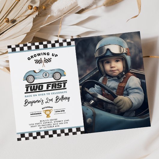 Invitation Deux Fast Boy 2e Anniversaire Course Voiture Party