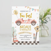 Invitation Deux Fast Boy Deuxième Anniversaire Retro Racing C (Debout devant)