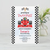 Invitation Deux Fast Dinosaur Race Car 2e fête d'anniversaire (Debout devant)