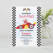 Invitation Deux Fast Dinosaur Race Car 2e fête d'anniversaire (Debout devant)