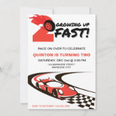 Invitation Deux Fast Party Race Car 2e fête d'anniversaire (Devant)