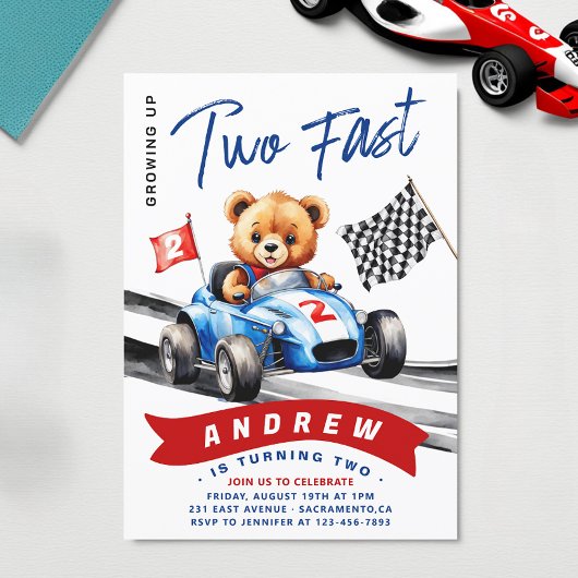 Invitation Deux Fast Race Car 2e Anniversaire