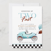 Invitation DEUX Fast Race Car 2e anniversaire Blue boy (Devant)