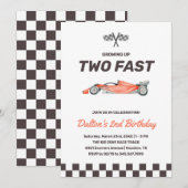 Invitation Deux Fast Race Car 2nd Boy's Birthday Party (Devant / Derrière)