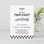 Invitation Deux Fast Race Car 2nd Boy's Birthday Party (Debout devant)