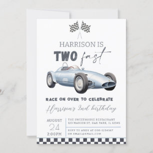 Invitation Deux Fast Race Car Boy 2e anniversaire