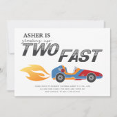 Invitation Deux Fast Race Car Boy 2e anniversaire (Devant)