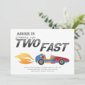 Invitation Deux Fast Race Car Boy 2e anniversaire (Debout devant)