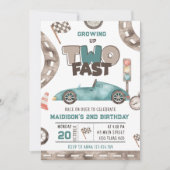 Invitation Deux Fast Race Car Boy 2e anniversaire (Devant)