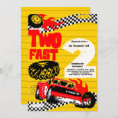 Invitation Deux Fast Race Car Boy 2e fête d'anniversaire (Devant / Derrière)