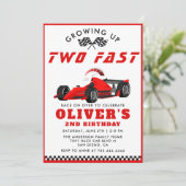 Invitation Deux Fast Race Car Boy 2e fête d'anniversaire (Debout devant)