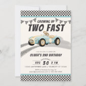 Invitation Deux Fast Race Car Boy 2e fête d'anniversaire (Devant)