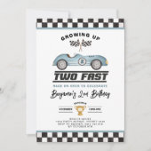 Invitation Deux Fast Race Car Boy 2e fête d'anniversaire (Devant)