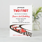 Invitation Deux Fast Race Car Boy 2e fête d'anniversaire (Debout devant)