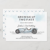 Invitation Deux Fast Race Car Boy 2e fête d'anniversaire (Devant / Derrière)