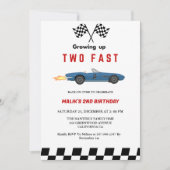 Invitation Deux Fast Race Car Boy 2e fête d'anniversaire (Devant)