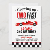 Invitation Deux Fast Race Car Boy 2e fête d'anniversaire (Devant)