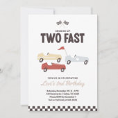Invitation Deux Fast Race Car Boy 2e fête d'anniversaire (Devant)