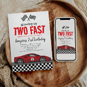 Invitation Deux Fast Race Car Boy 2e fête d'anniversaire