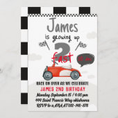 Invitation Deux Fast Race Car Boy 2e fête d'anniversaire (Devant / Derrière)