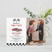 Invitation Deux Fast Race Car Boy 2e fête d'anniversaire conj (Debout devant)