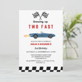 Invitation Deux Fast Race Car Boy 2e fête d'anniversaire conj (Debout devant)