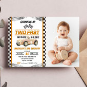 Invitation Deux Fast Race Car Boy 2nd Birthday Party Photo