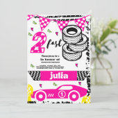 Invitation Deux Fast Race Car filles 2e Anniversaire fête ros (Debout devant)