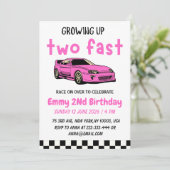 Invitation Deux Fast Race Car Girl 2e fête d'anniversaire (Debout devant)