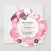 Invitation Deux Fast Race Car girls 2e Anniversaire Party Inv (Devant)