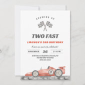 Invitation Deux Fast Racing Car Vintage 2e Anniversaire (Devant)