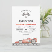 Invitation Deux Fast Racing Car Vintage 2e Anniversaire (Debout devant)