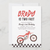 Invitation Deux Fast Red Dirt Bike Boy 2e anniversaire (Devant)