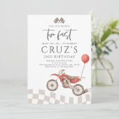 Invitation Deux Fast Red Dirt Bike Boy 2e fête d'anniversaire (Debout devant)