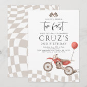 Invitation Deux Fast Red Dirt Bike Boy 2e fête d'anniversaire (Devant / Derrière)